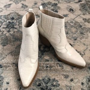 Leather crocodile cowboy booties by Sam Edelman
